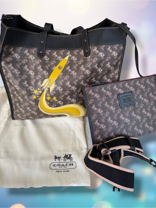 Coach Handbags - Coach 2019 Field Tote 40 with Yellow Rocket Design w dust bag